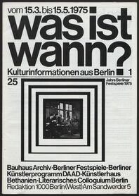 Was ist wann? 1. Kulturinformationen aus Berlin vom vom 15.3. bis 15.5.1975